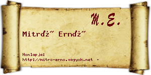 Mitró Ernő névjegykártya